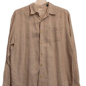 Share Tommy Bahama Linen Long-sleeve Button-down Shirt, Beige, Men's size XL